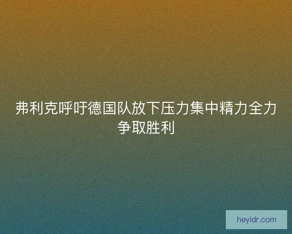 弗利克呼吁德国队放下压力集中精力全力争取胜利